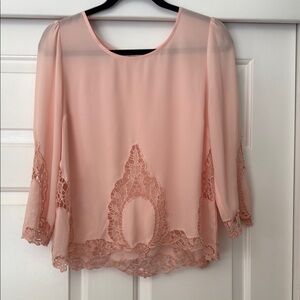 Blu Pepper Pink Asymmetrical Embellished Blouse